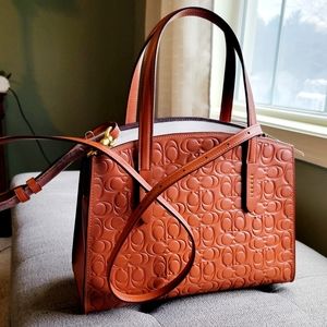 NWT COACH Rust/Garnet Charlie Leather Carryall Crossbody Bag with Duster Bag